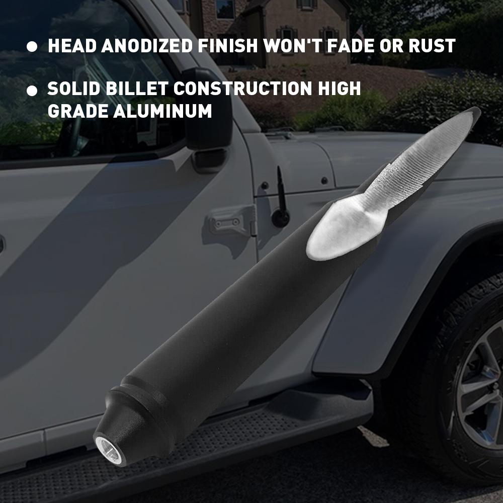 1Set Car Short Bullet Antenna Mast Radio 5.7Inch Black Aluminum For Motorcycles Cars Street Rods Car Accessories