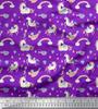 Soimoi Blue Japan Crepe Satin Fabric Rainbow & Unicorn Animal Print Sewing Fabric metre 42 Inch