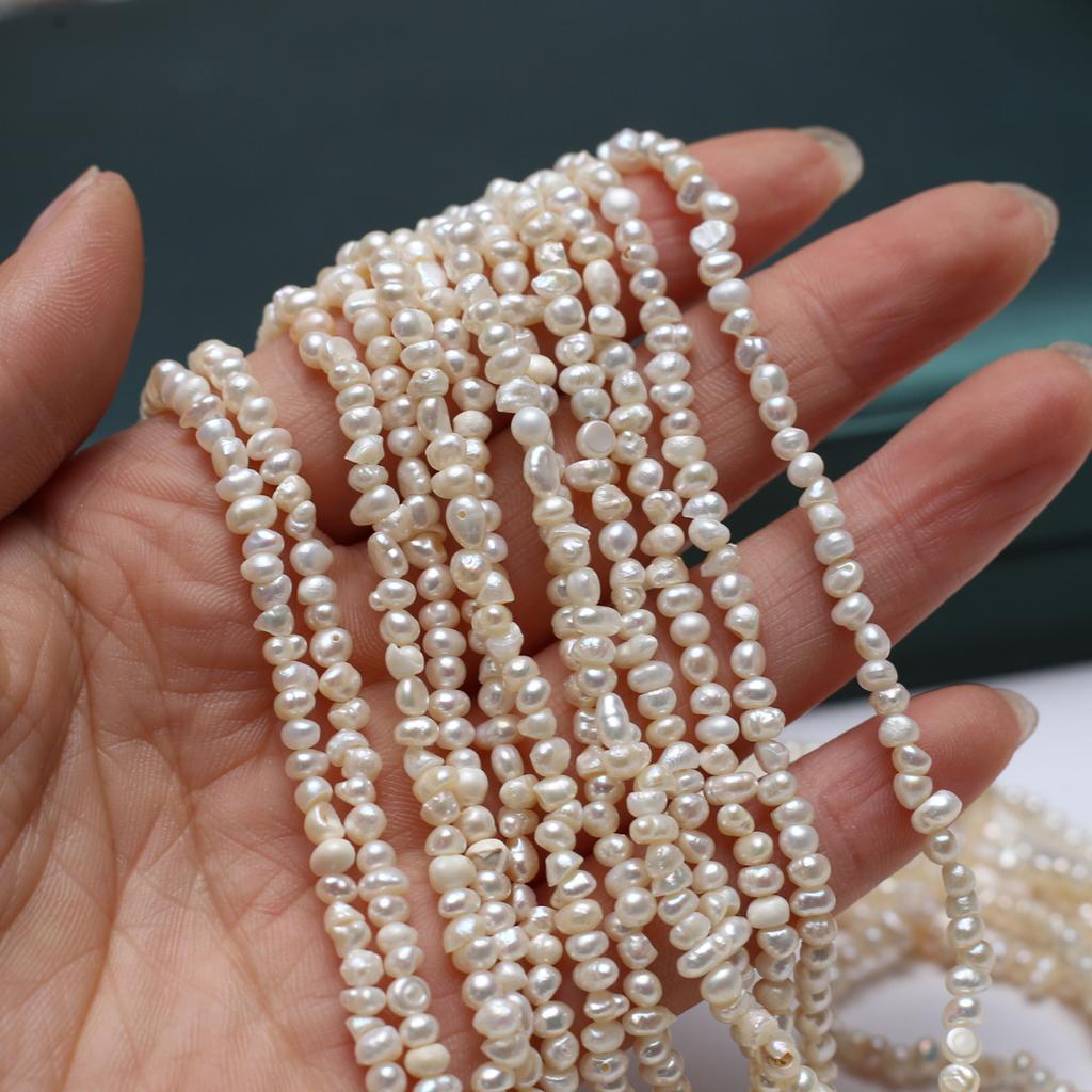 1String, Boho White Natural Freshwater Pearls, Handmade Irregular Pearl Beads for Jewelry Making DIY Necklaces Crafts (Beads 3-4mm, Length 36cm)