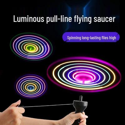 Retro Classic Light-Up Spinning Flying Saucer Toy for Kids