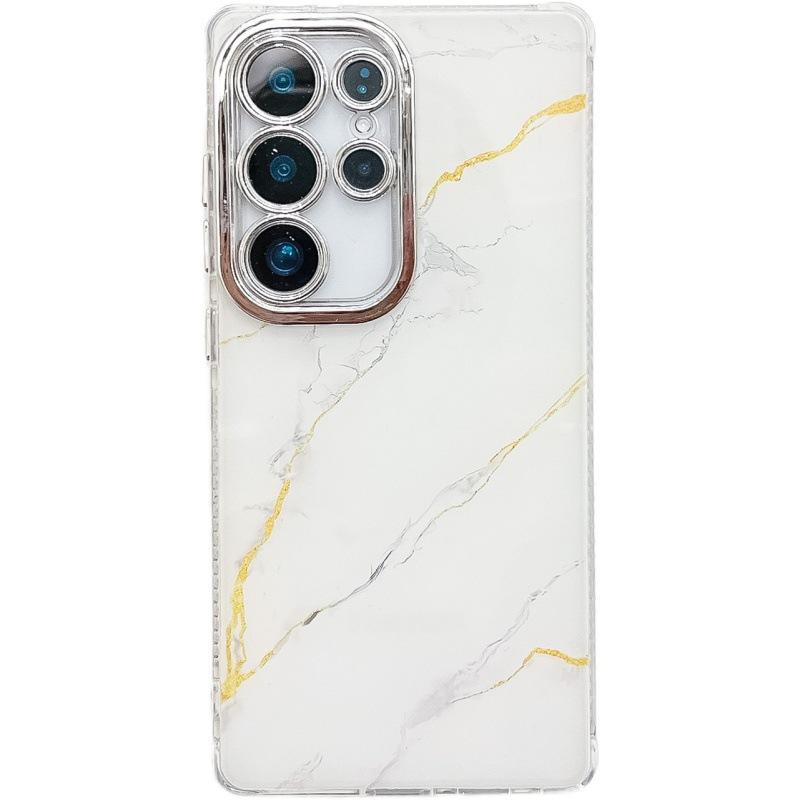 Suitable for Samsung S25ultra Mobile Phone Case Marble S23 Electroplated Fine Hole Full Package Anti Fall A56 Ring Support