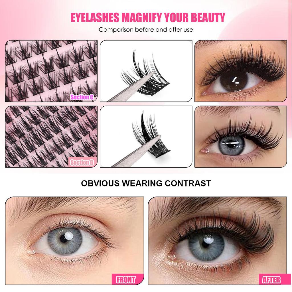C-Kurve DIY Einzel-Cluster-Falsche-Wimpern-Set - 547 Segmentierte Cluster für dichte, geschwungene untere Wimpern