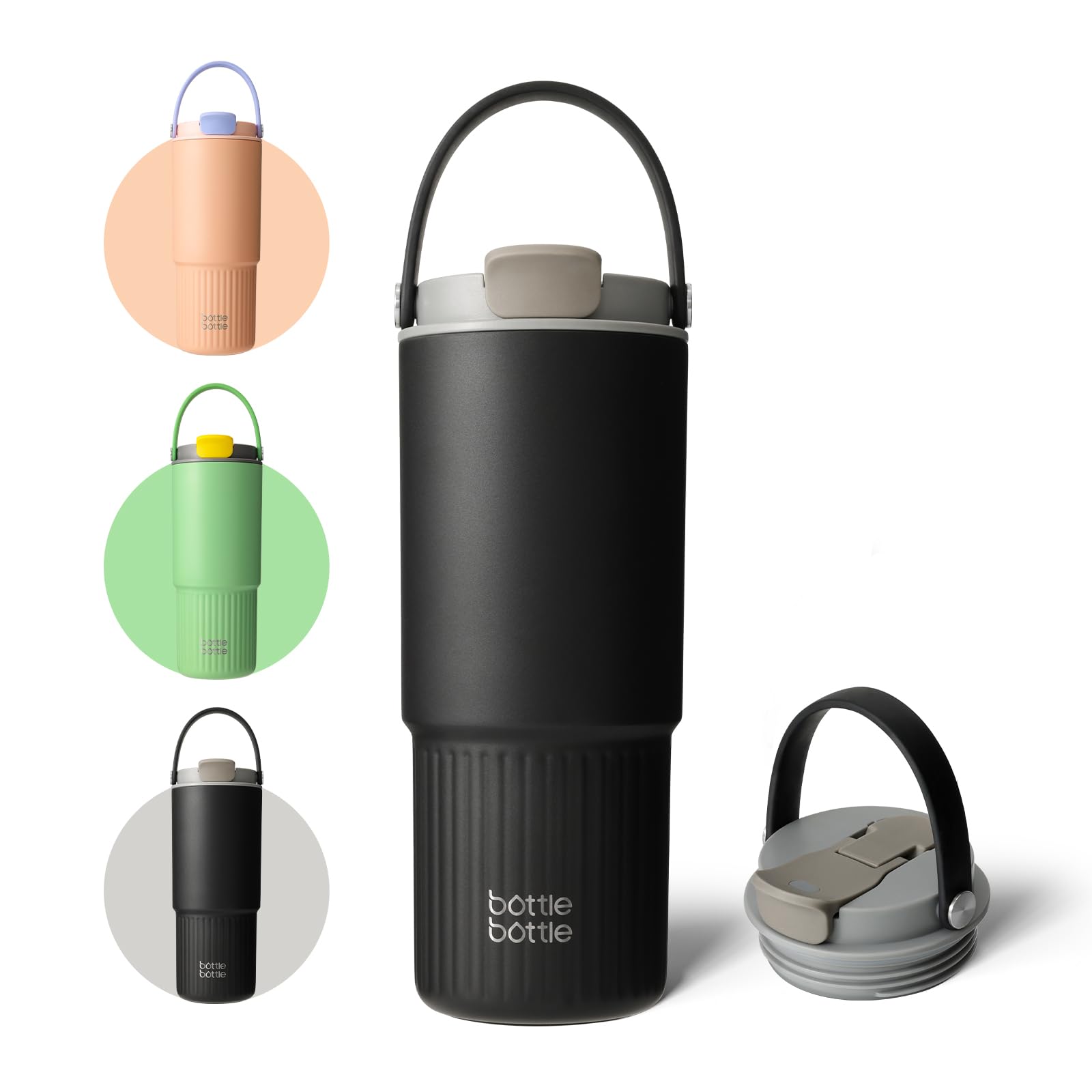 

BOTTLE BOTTLE Tumbler, 800ml, 0.8L, Stainless Steel, with Lid and Straw, Keeps Drinks Hot or Cold, Vacuum Insulated, Built-in Straw, Dustproof Cap,