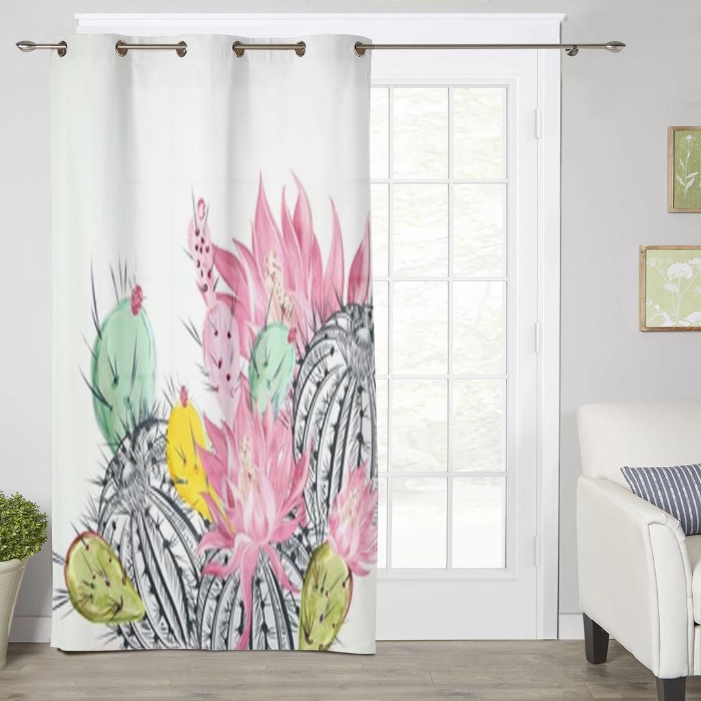 Schöne Kaktuspflanzen und Blumen Fenstervorhänge für Wohnzimmer, luxuriöse Schlafzimmerdekoration, Vorhänge, Küchenfensterbehandlungen
