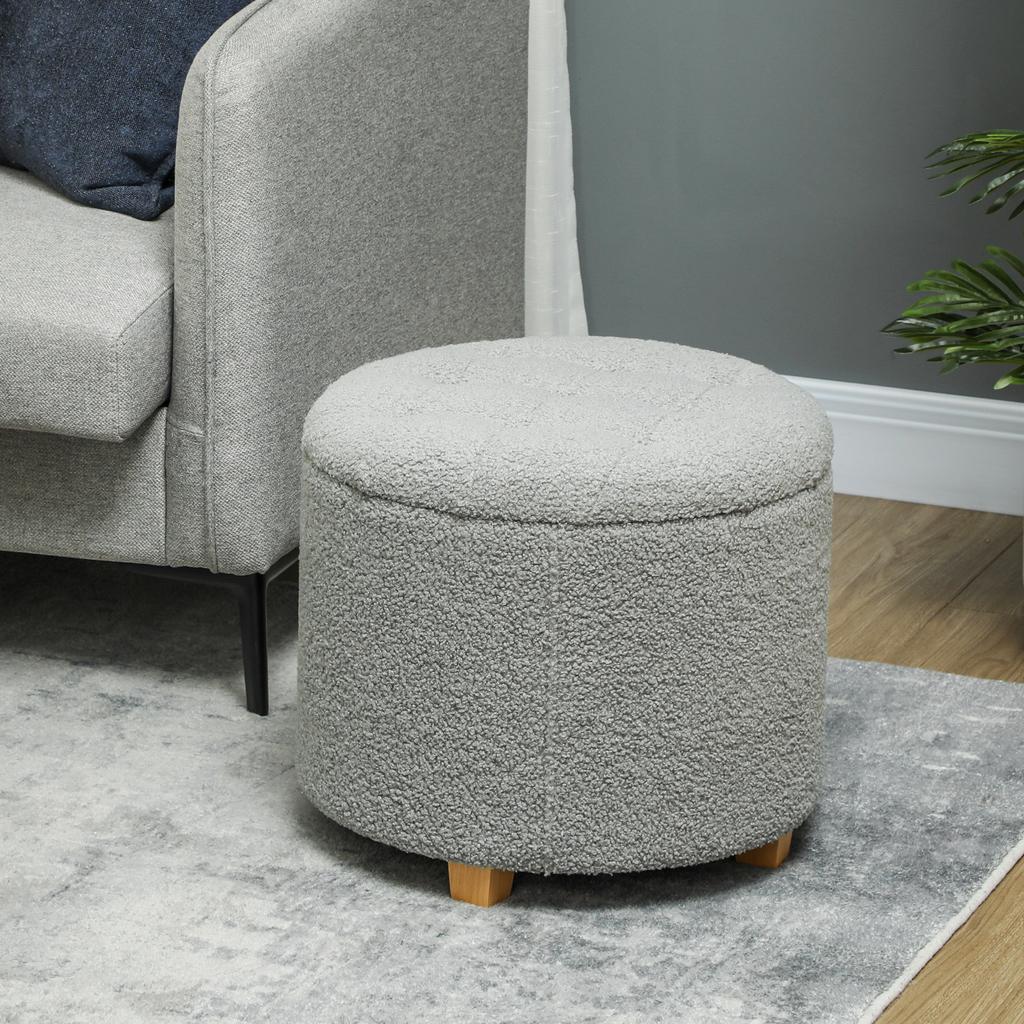 40.5L Teddy Fleece Storage Ottoman - Grey