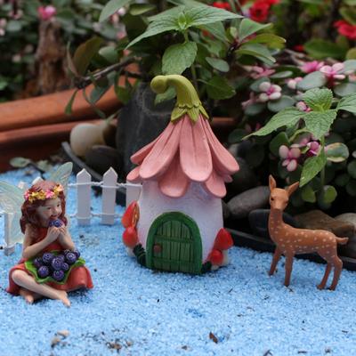 1 Set Mini Berry Eating Flower Fairies, Cute Outdoor Fairy Statues, Garden Micro Landscape Resin Crafts, Courtyard Lawn Home Dec
