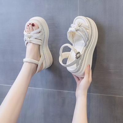 Fashion Inner Heightening Heel Roman Sandals Women Summer 2025 New Explosive Internet Celebrity Muffin Slope Heel Platform Sports