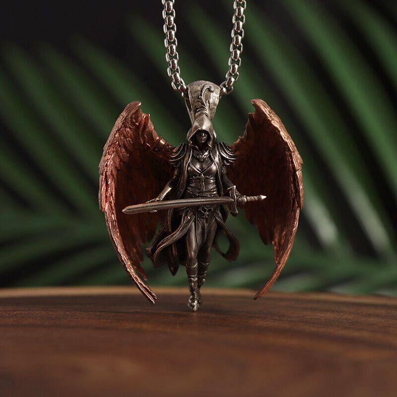 Retro G Skull Necklace Men's Dark Unique Niche Style Punk Exaggerated Death Demon Fashion Pendant