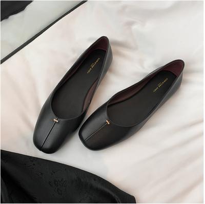 Single Shoes Retro Square Head Light Mouth Flat Ballet Shoes Casual Mary Jane Large Size Shoes