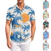 Men's Hawaiian Print Short Sleeve Button Down Shirt Casual Outdoor Collared Fit Lightweight Breathable Fabric for Summer