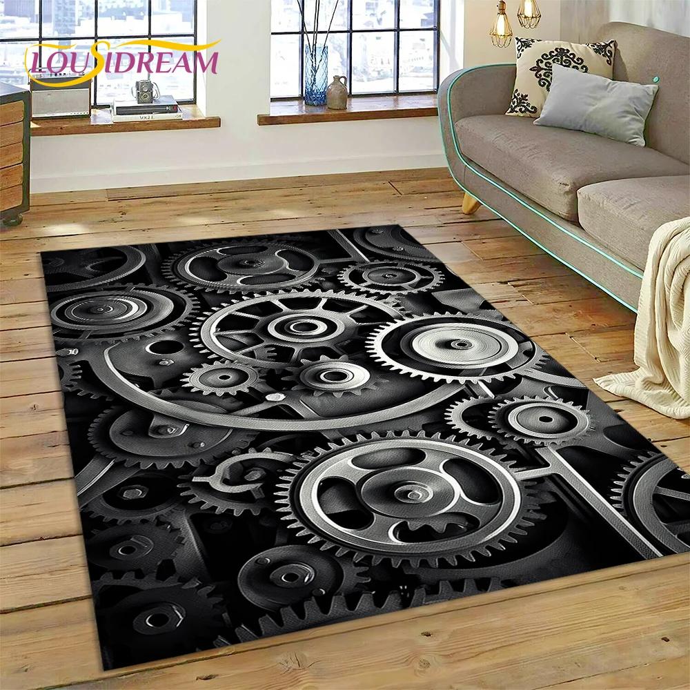 3D Mechanical Cogs Gears Steampunk Rug Carpet for Living Room Bedroom Decor,floor Mat Non-slip Decoration for Sofa Doormat Gifts