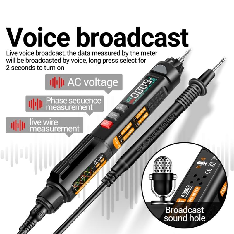Tester napětí s hlasovým odečtem Elektrický tester Multimetr s perem Malý multimetr Profesionální multimetr s perem