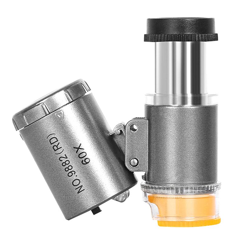 Mini Pocket Microscope Kit 60X Lab Handheld Microscope Battery Powered Microscope With Led Light Kids Science Microscop