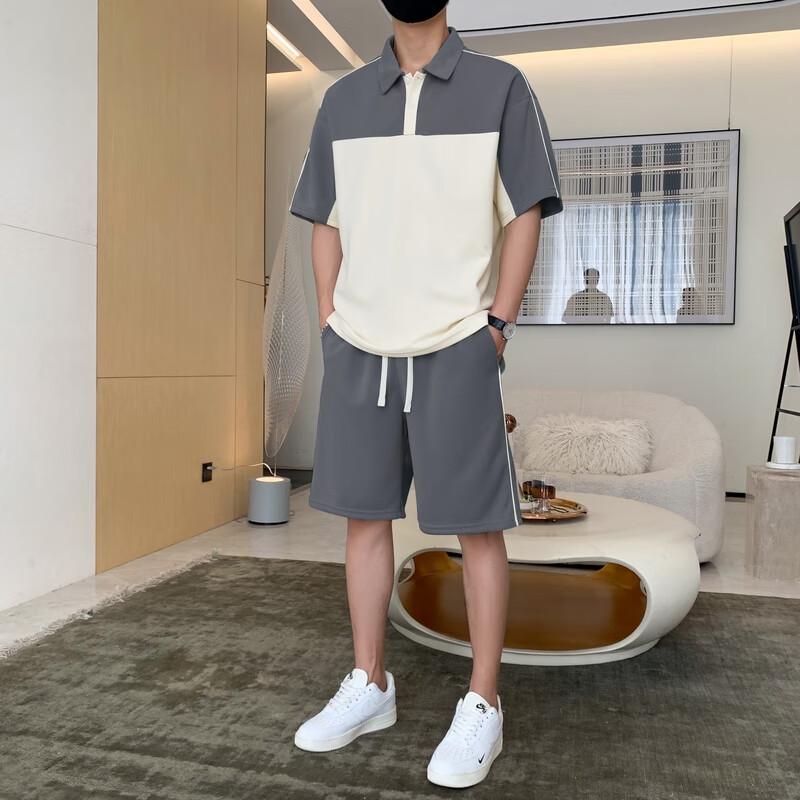 Men's Ice Silk Polo Shirt & Shorts Set