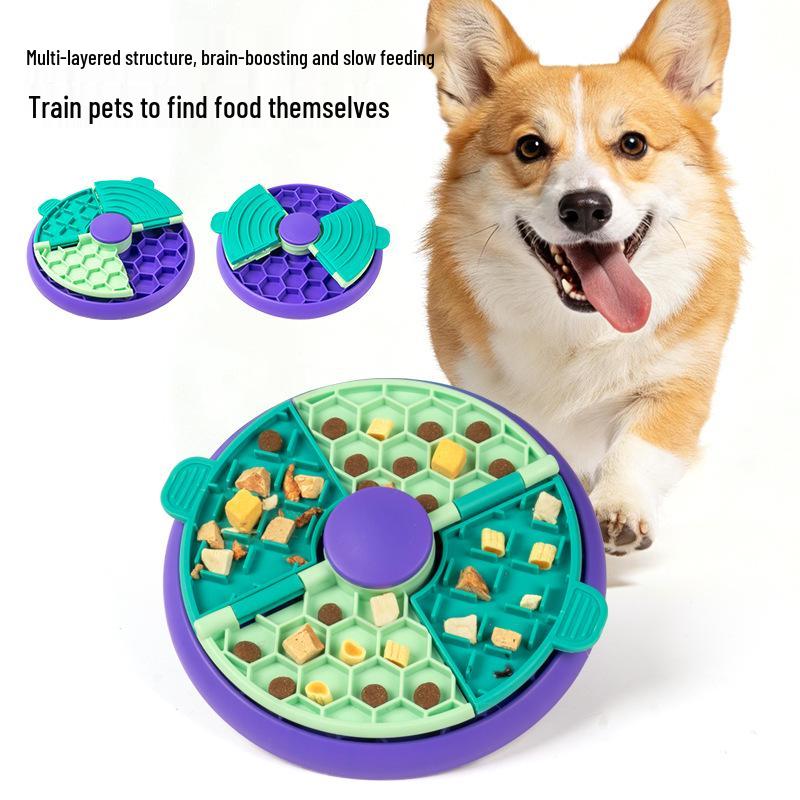 Pet Slow Feeder Dog Bowl - Anti-Choking Rotating Maze Puzzle Plate 21*4.5CM