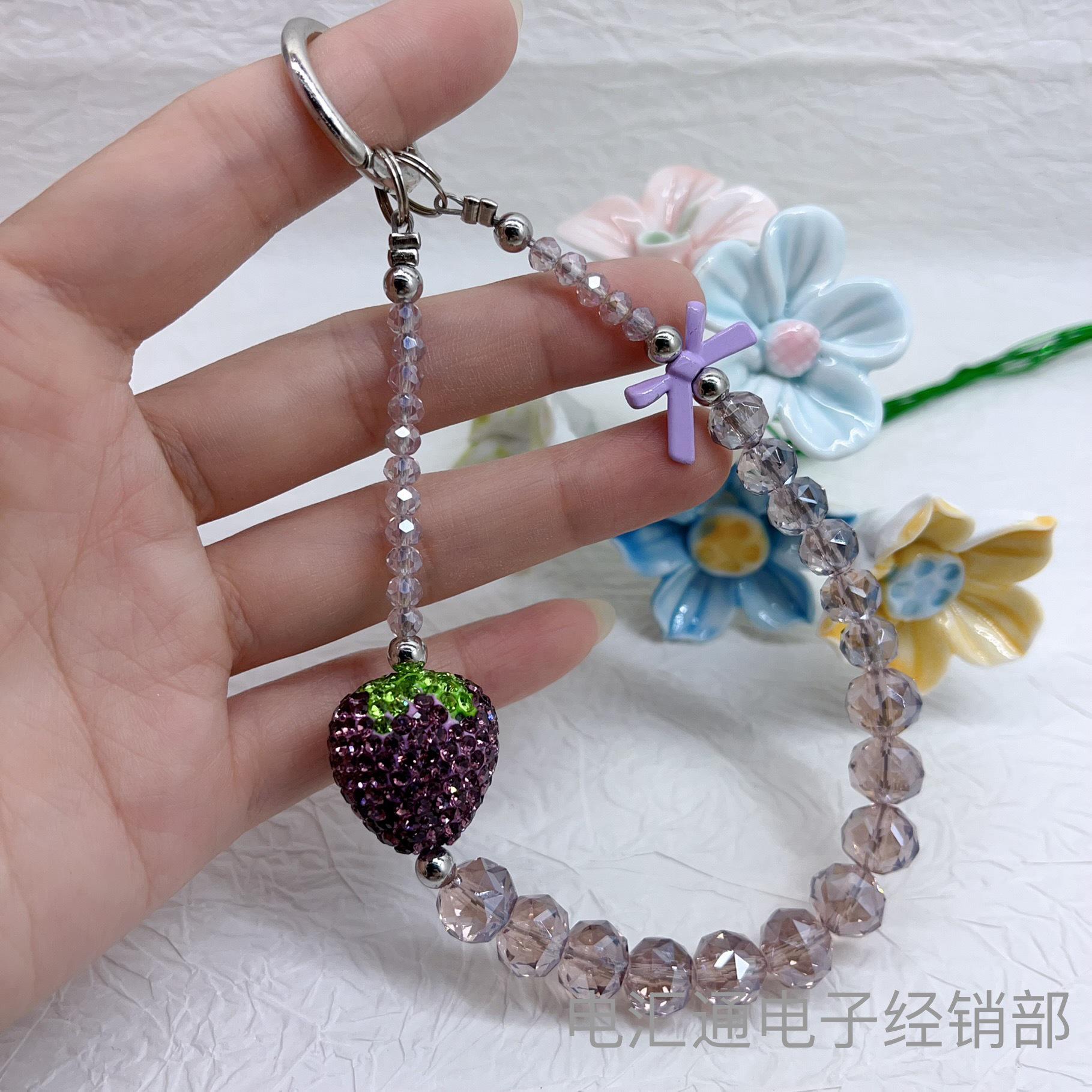 Crystal Strawberry Luxury Mobile Phone Lanyard - Stylish Ins-Style Pendant