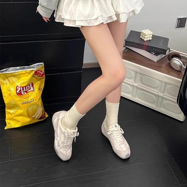 4CM Inner Height Increase Soft Leather Silver German Training Shoes Women's 2025 New Mesh Breathable Leisure Sports Hiking Forrest Gump Shoes