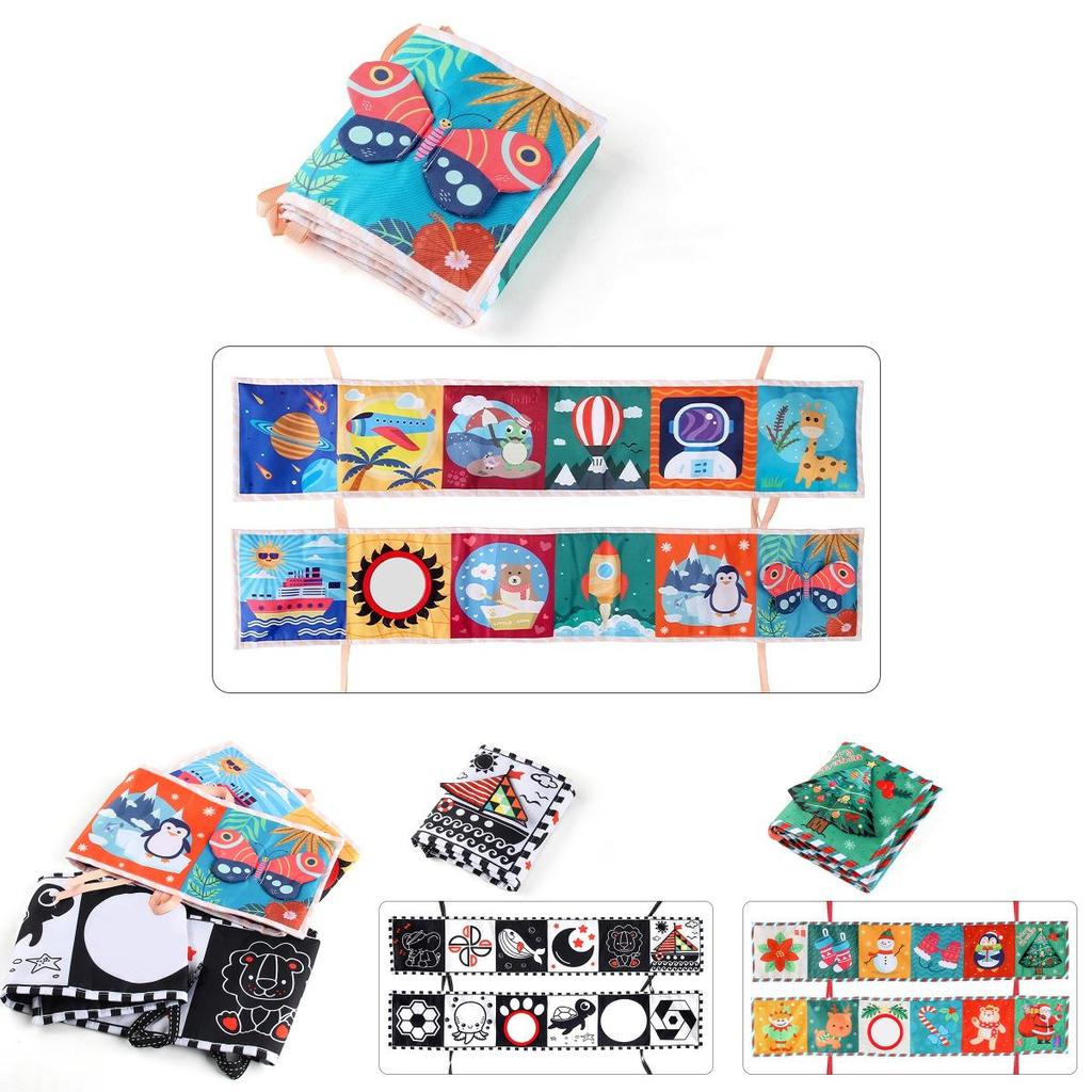 Baby Unisex Cloth Book Educational Cognitive Shape Animal Bedside Crib Hanging
