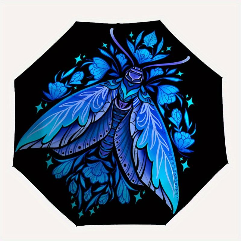 

1pc Moth Fantasy Automatic Open/Close Umbrella with Windproof, Functional Design, 8-Rib Sturdy Canopy