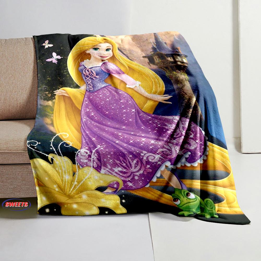 3D Classic Princess Rapunzel Cartoon Flannel Blanket for Bed Bedroom Sofa Picnic, Blanket for Cover Outdoor Leisure Nap Gifts