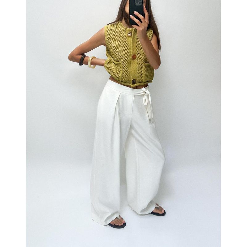 Spring New Women's Vest Loose and Idle Thick Needle Sleeveless V-neck Short Knitted Cardigan Top 5802112