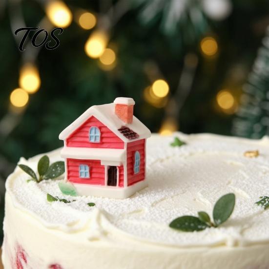 Miniature House Ornament Christmas Figurine, Resin Snow Village Statue, Tiny Winter Home Decor for Fairy Garden, Moss Landscape, Potted Plant