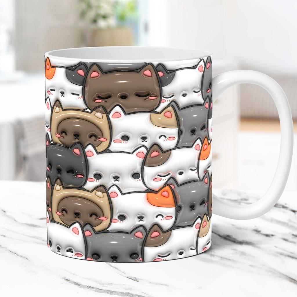 3D Kitten Cat Hole In Wall Ceramic Coffee Mug Tea Mug Gift Mug