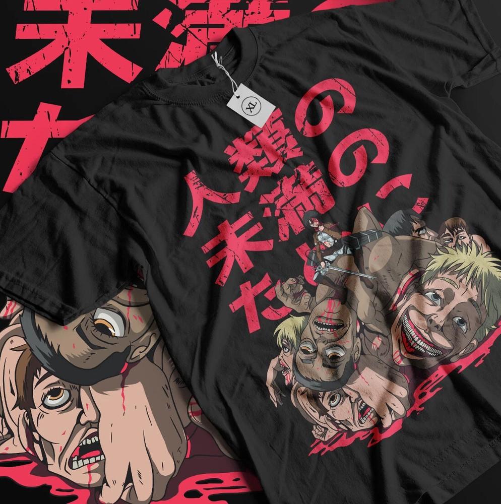 Mikasa T-Shirt Attack On Titan Eren Erwin Hange Levi Shirt AOT T-shirt Black Unisex T-Shirt XXL