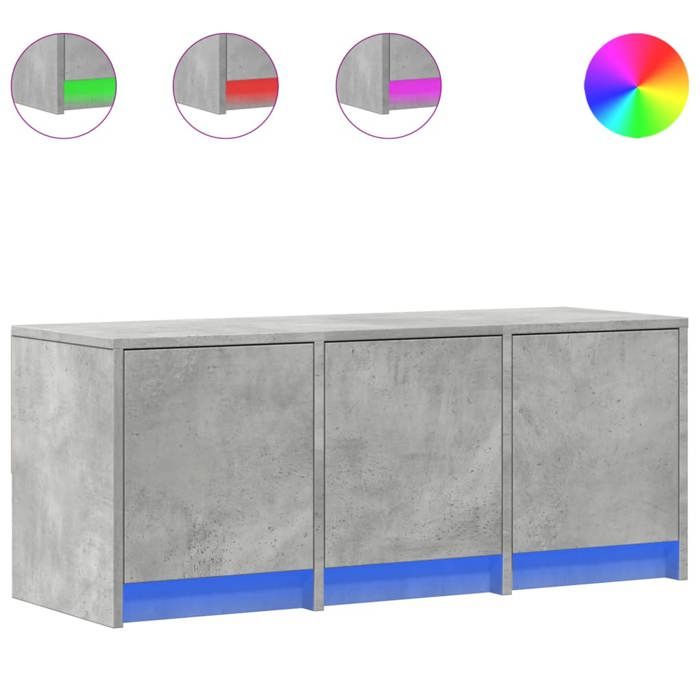 VidaXL Meuble TV avec LED gris béton 97x34x40 cm bois d'ingénierie, support TV, meuble télé, meuble multimédia, banc TV, 852239