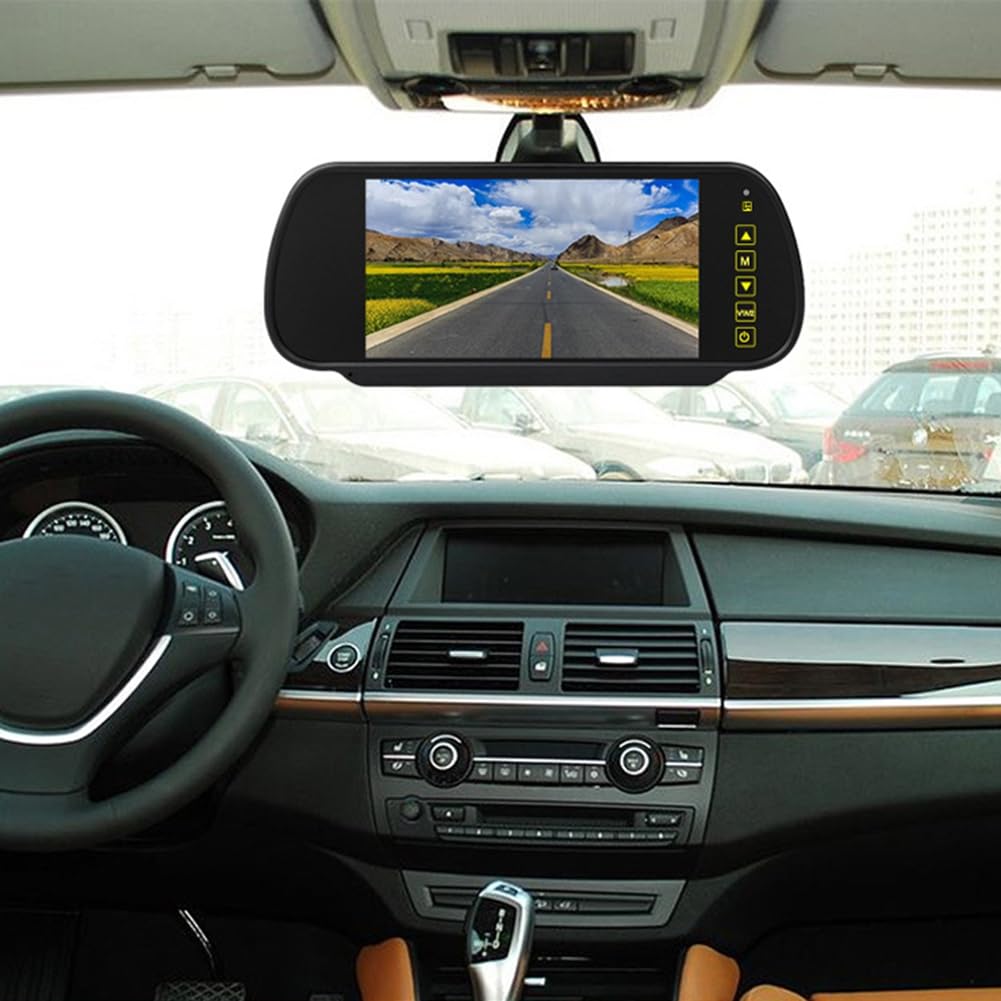 Lzzm 7" Car LCD Mirror Monitor Perspective Screen 2 AV Input Auto Display Assist