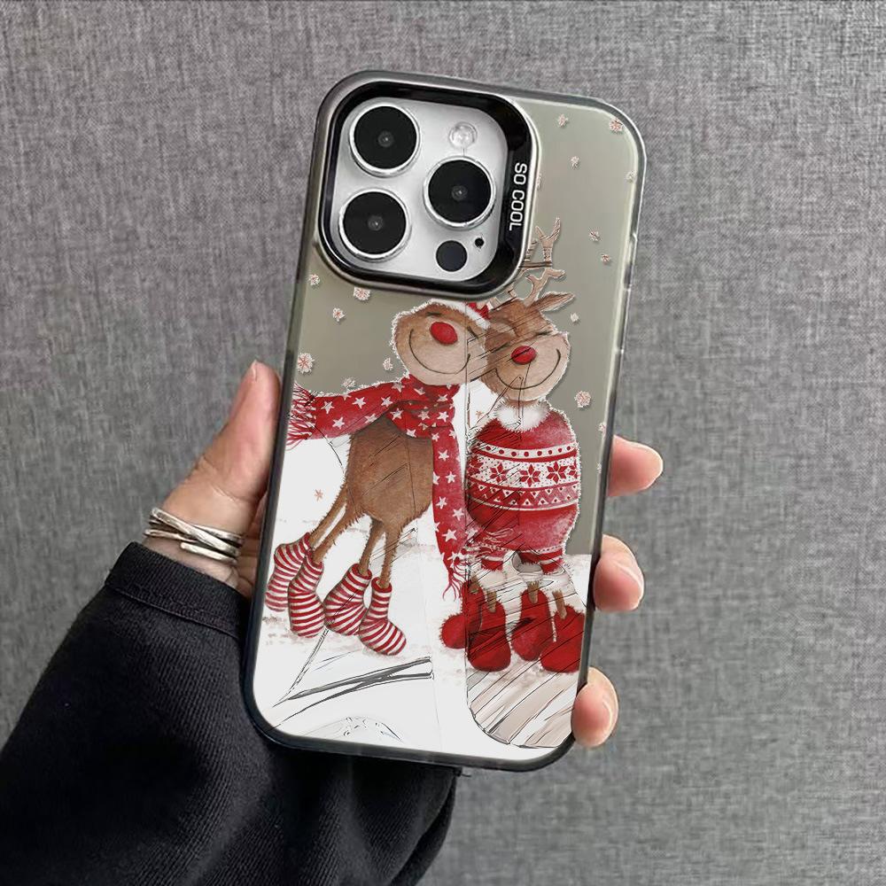 Two Little Elk Christmas Applicable iPhone17ProMax Mobile Phone Case Apple 15/14 Niche 16Pro Premium