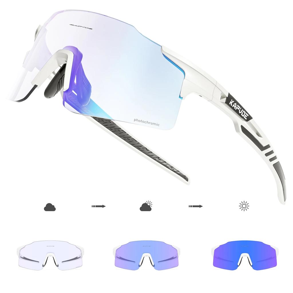 Kapvoe Photochromic Cycling Glasses MTB Cycling Sunglasses Outdoor Bike Eyewear Sports Glasses UV400 Bicycle Goggles Eyepieces