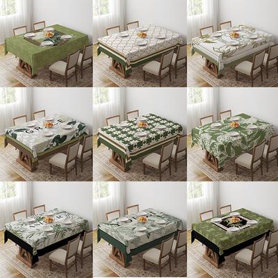 Retro Green Tablecloth Geometric Light Luxury Dining Table Coffee Table Desk Decorative Tablecloth Tablecloth Outdoor Picnic Towel