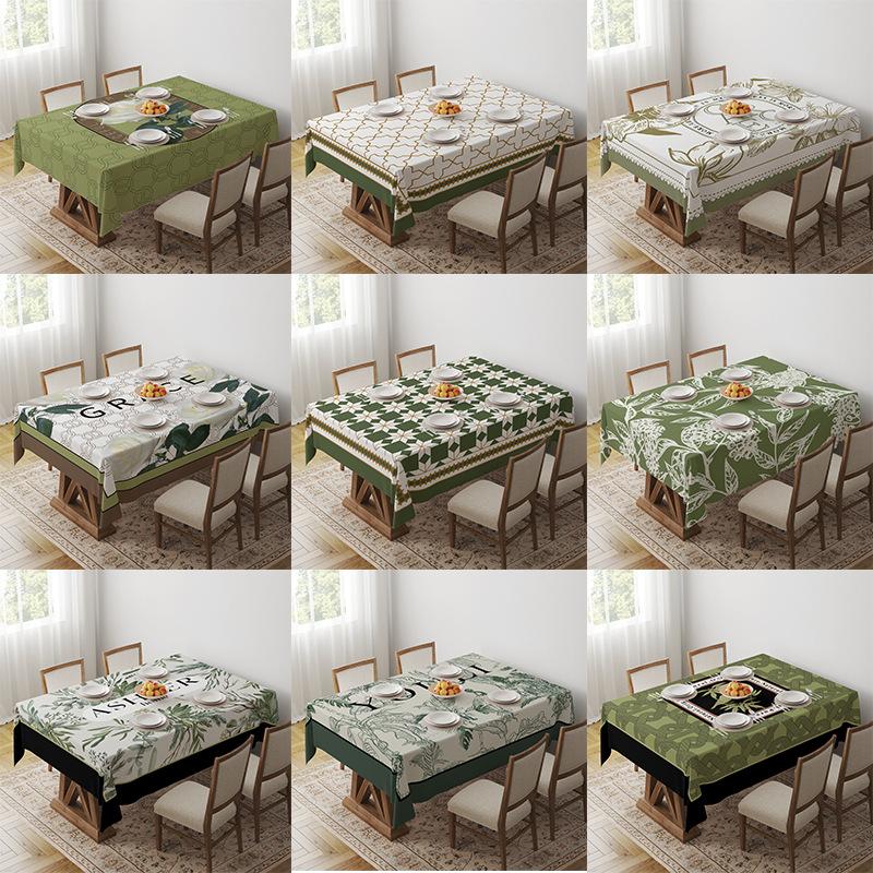 Green Tablecloth Geometric Light Luxury Dining Table Coffee Table Desk Decorative Tablecloth Tablecloth Outdoor Picnic Towel