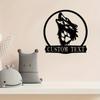 Custom Metal Wolf Head Wall Decor with Personalized Text - Indoor/Outdoor Sign for Home & Garden