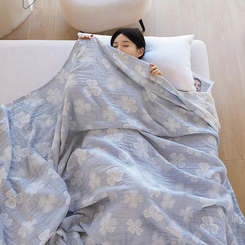 Class A Cotton Three-layer Gauze Throw Blanket Machine Washable Summer Air Conditioning Cool Quilt Office Nap Cover Blanket Soft Towel Quilt