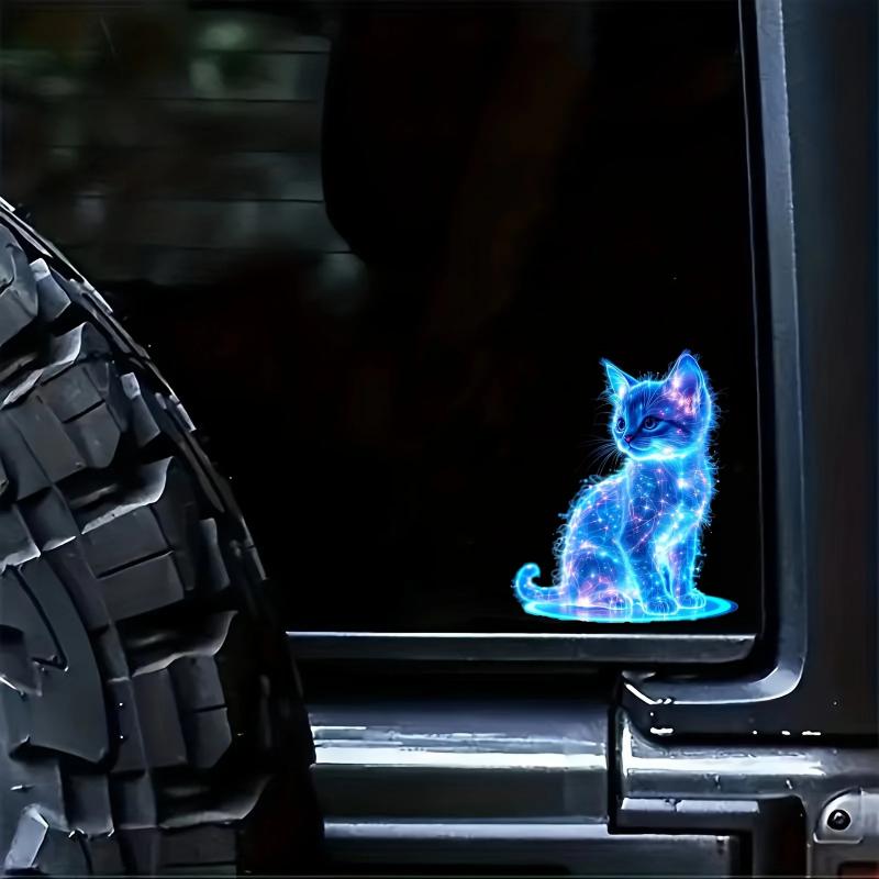 1 Piece Car Window Decoration Charming Blue Cat Motorcycle Stickers Waterproof For Scooter Fuel Tank Front Fairing Vinyl Decals
