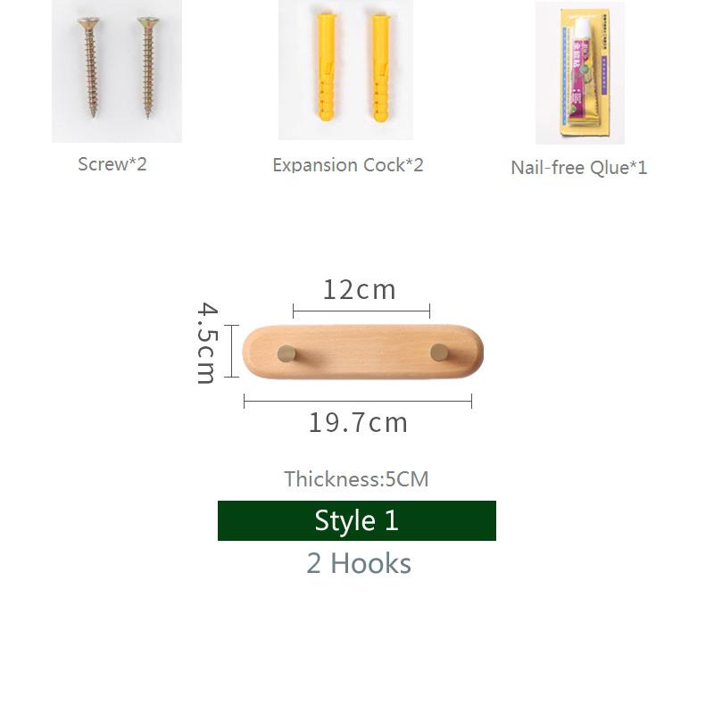 

HeMu Black Walnut Wood Clothes Hook, Wall Non-perforated Brass Hanger, Bedroom Foyer, Solid Wood, Creative Rack