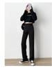 Women's Wide-Leg Black Summer Trousers - Lightweight, Straight Drape Suit Pants