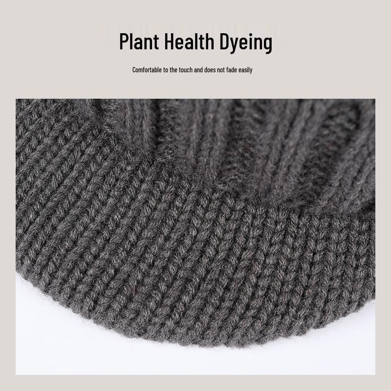 Unisex Thick Knit Wool Ski Beanie - Warm Striped Duckbill Hat for Outdoor Winter