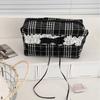 Sweet Causal Black White Checkered Makeup Bag for Schoolgirl Lace Korean Ins Style Large Cosmetic Case Cute Travel Organizer