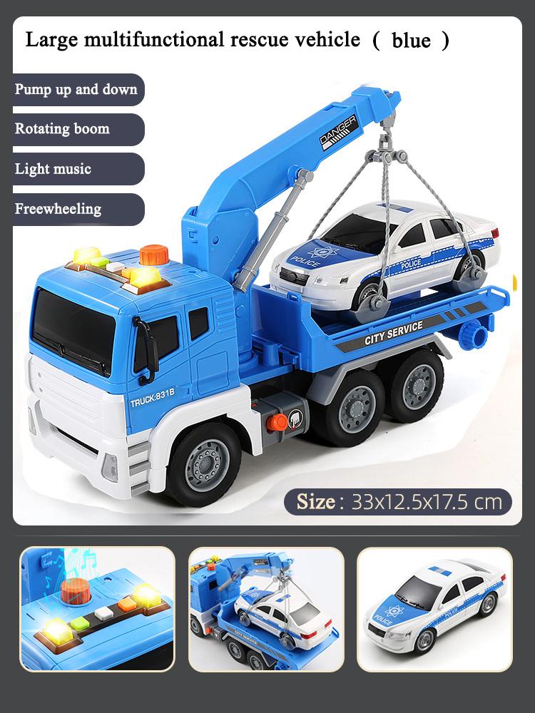 Children's Trailer Toy Transport Flatbed Truck Large Crane Crane Road Rescue Car Boy Car Toy Birthday Gift