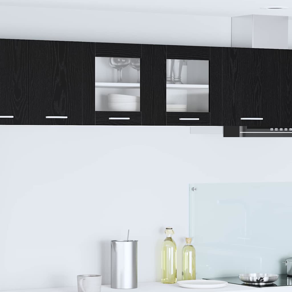 Hanging Cabinet Black Oak and White 80 X 31 X 40 Cm