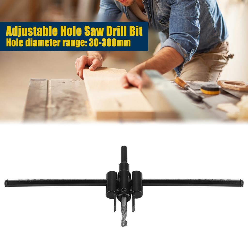 30300mm Adjustable Black Circle Hole Saw Drill Bit Set DIY Woodworking Tool