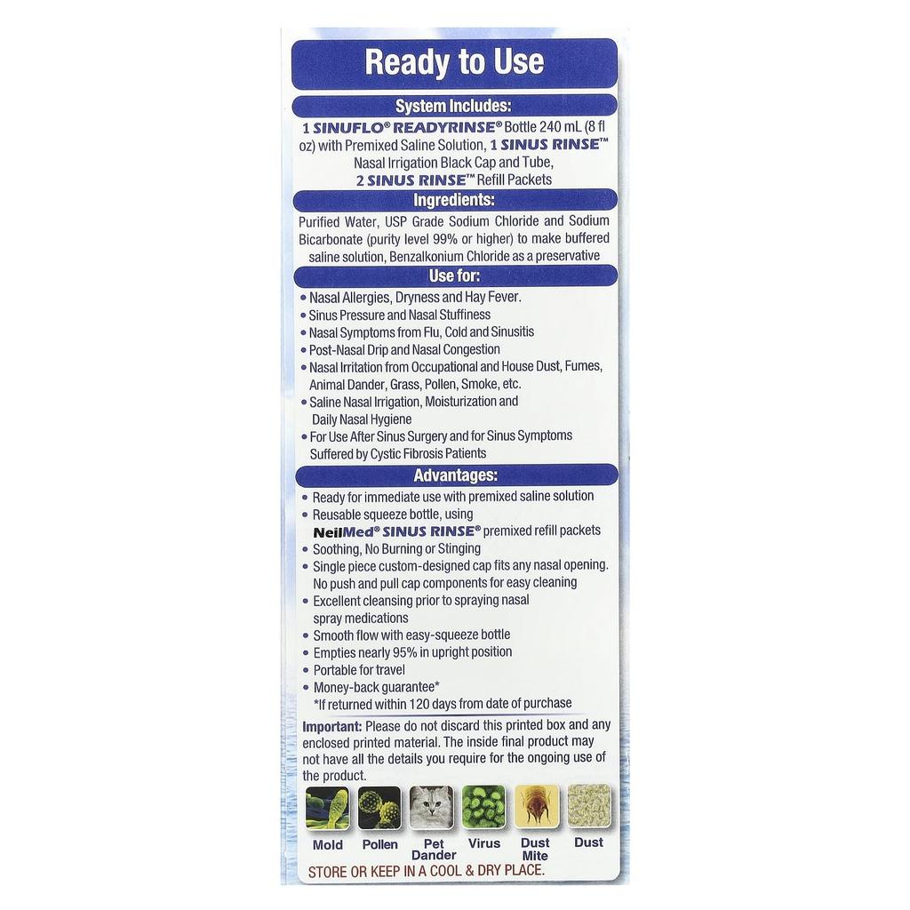 Sinuflo Readyrinse, Premix Nasal Wash, 2 Pack