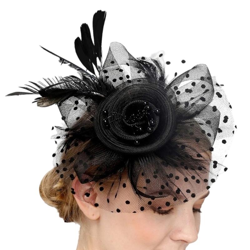 Feather Fascinator Hat Tulle Top Hat For Bridal Shower And Theme Parties Cocktail Party Gathering Dressingup Headpiece