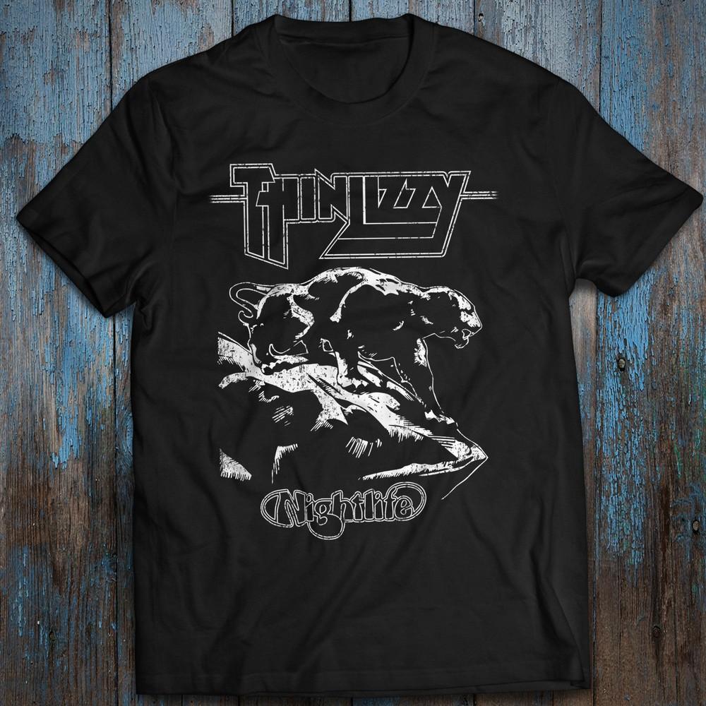 Regular Size M-4XL Cotton T-shirt Night Life Black Tiger Tee Thin Lizzy Unisex T-Shirt XXL