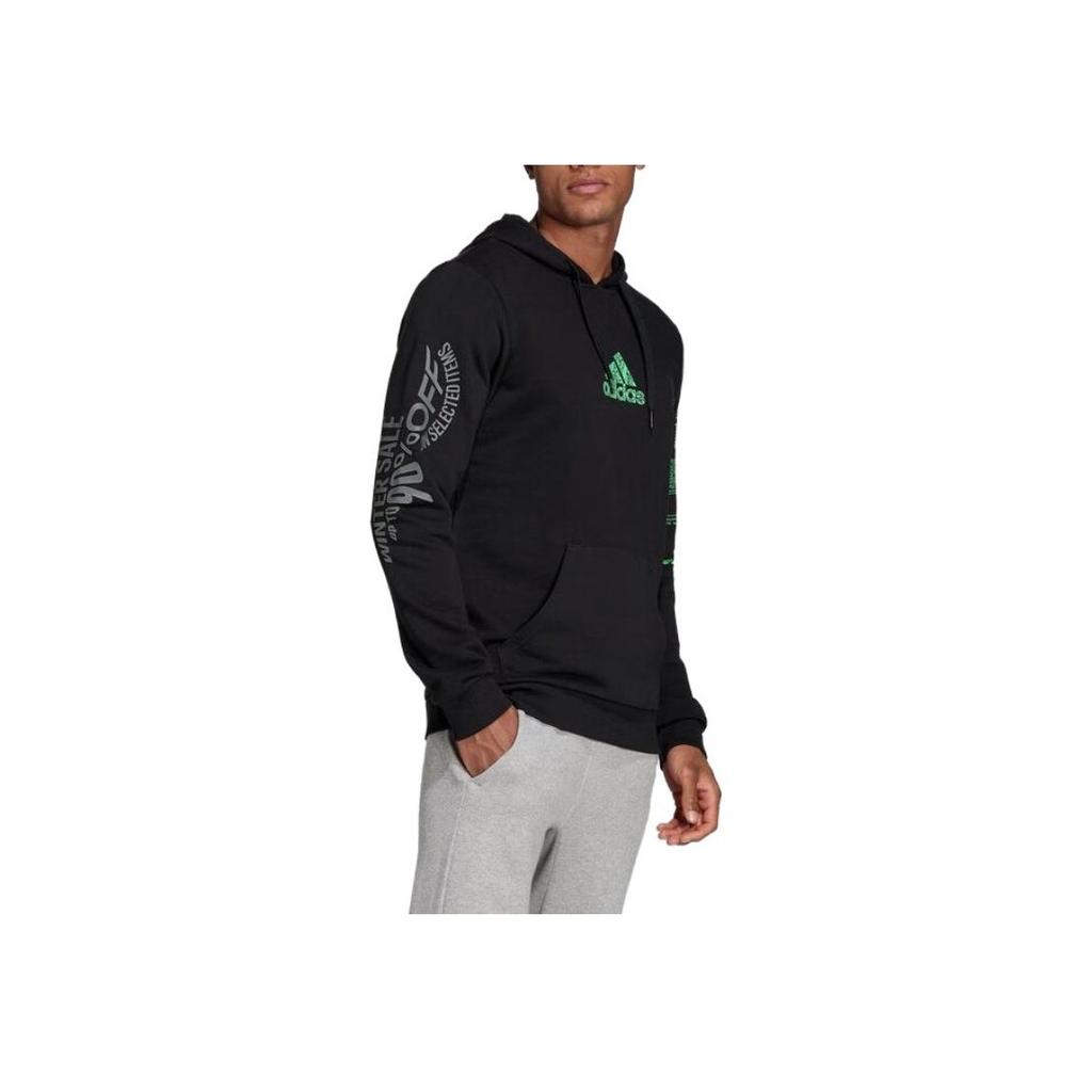Adidas Logo Print Hoodie Men Hoodies Black H46777