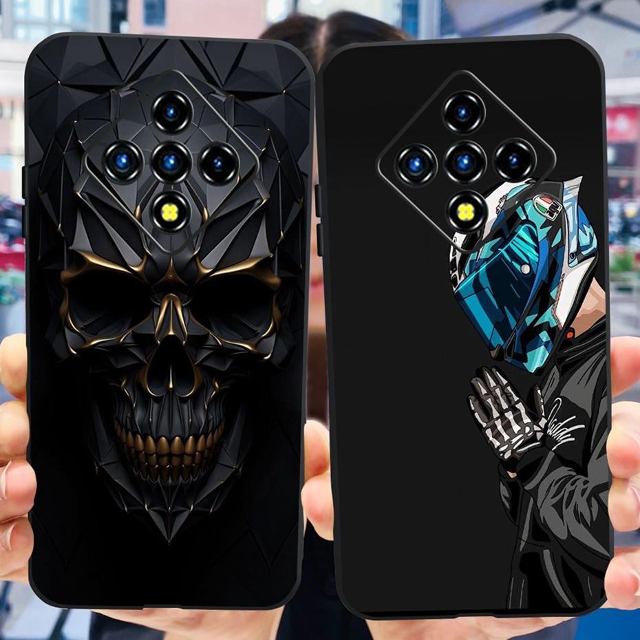 For Infinix Zero 8 8i X687 X687B Fashion Dragon Metal Style Painted Case For Infinix Zero8 Zero8i Black Silicon Soft Phone Cases