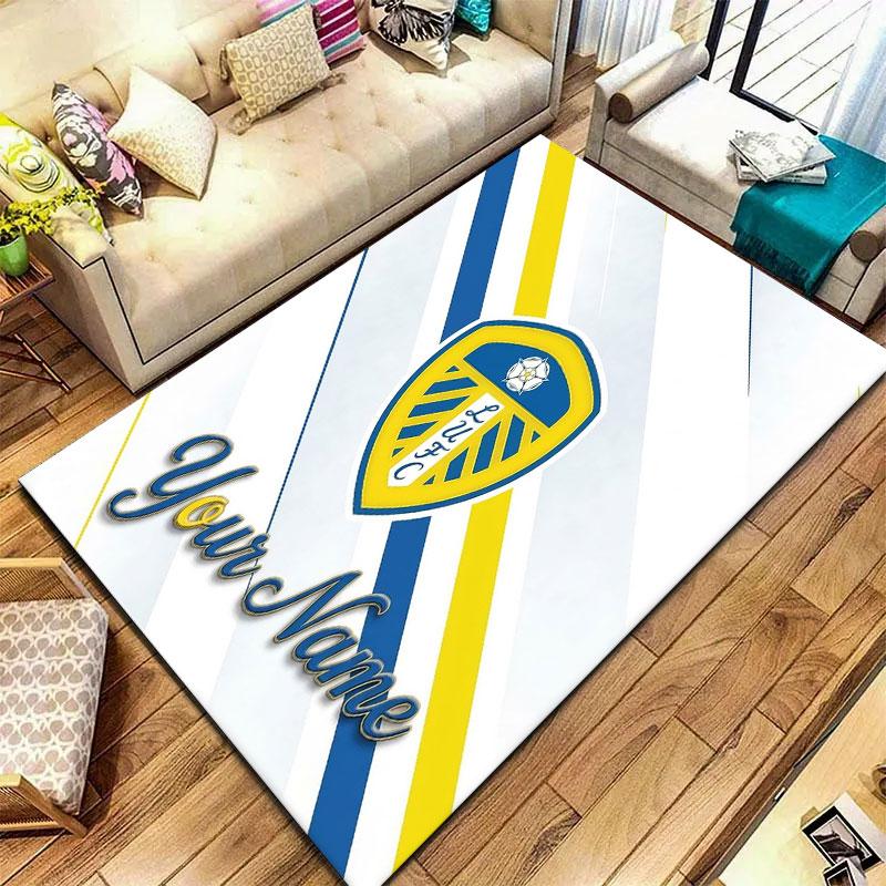 Leeds United Individueller Namens-Teppich für Wohnzimmer, Schlafzimmer, Zuhause, Sofadekoration, Rutschfeste Bodenmatte für Kinder